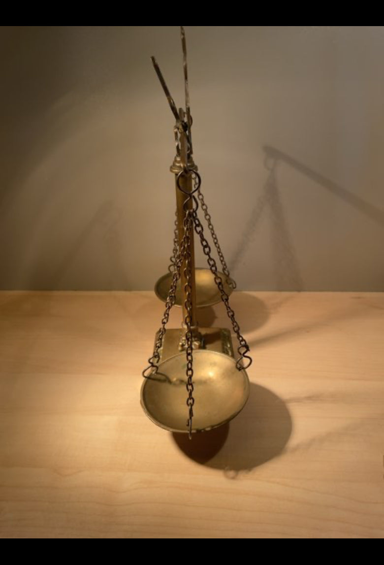 Antik messing vægt m. lodder